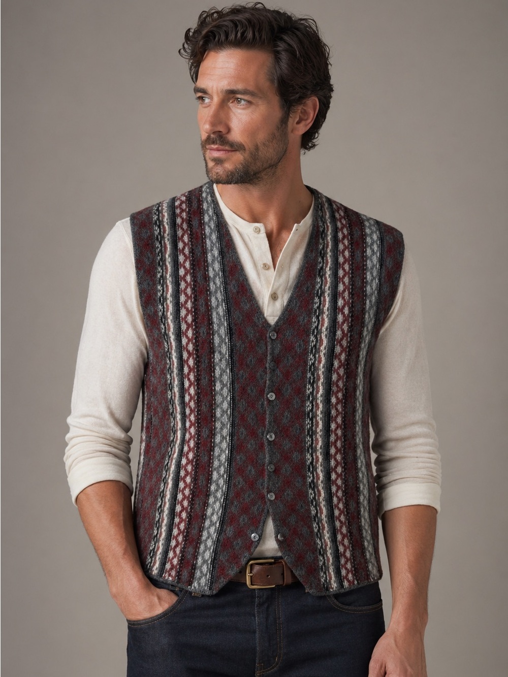 Vintage Woolrich‎ Rugged Outdoorwear XL Hand Framed 100% Wool Fair Isle Vest
